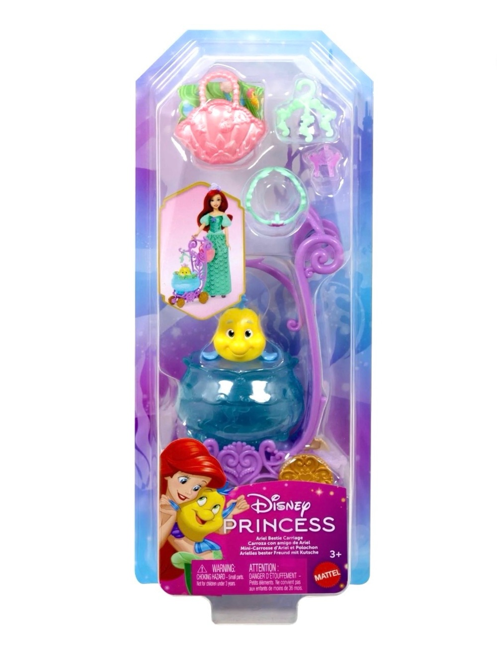 Disney Princess Ariel Animal Stroller / Carriage for Flounder Little Mermaid Toy